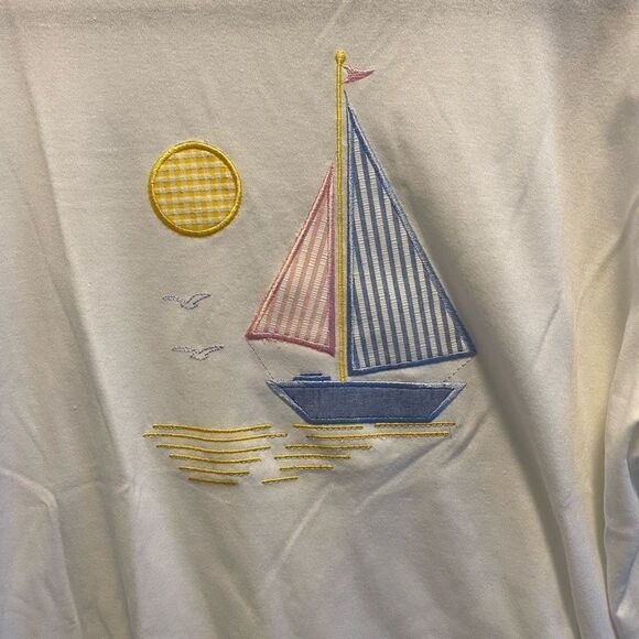 Vintage Sailboat Embroidered Graphic T-Shirt - Picture 3 of 4